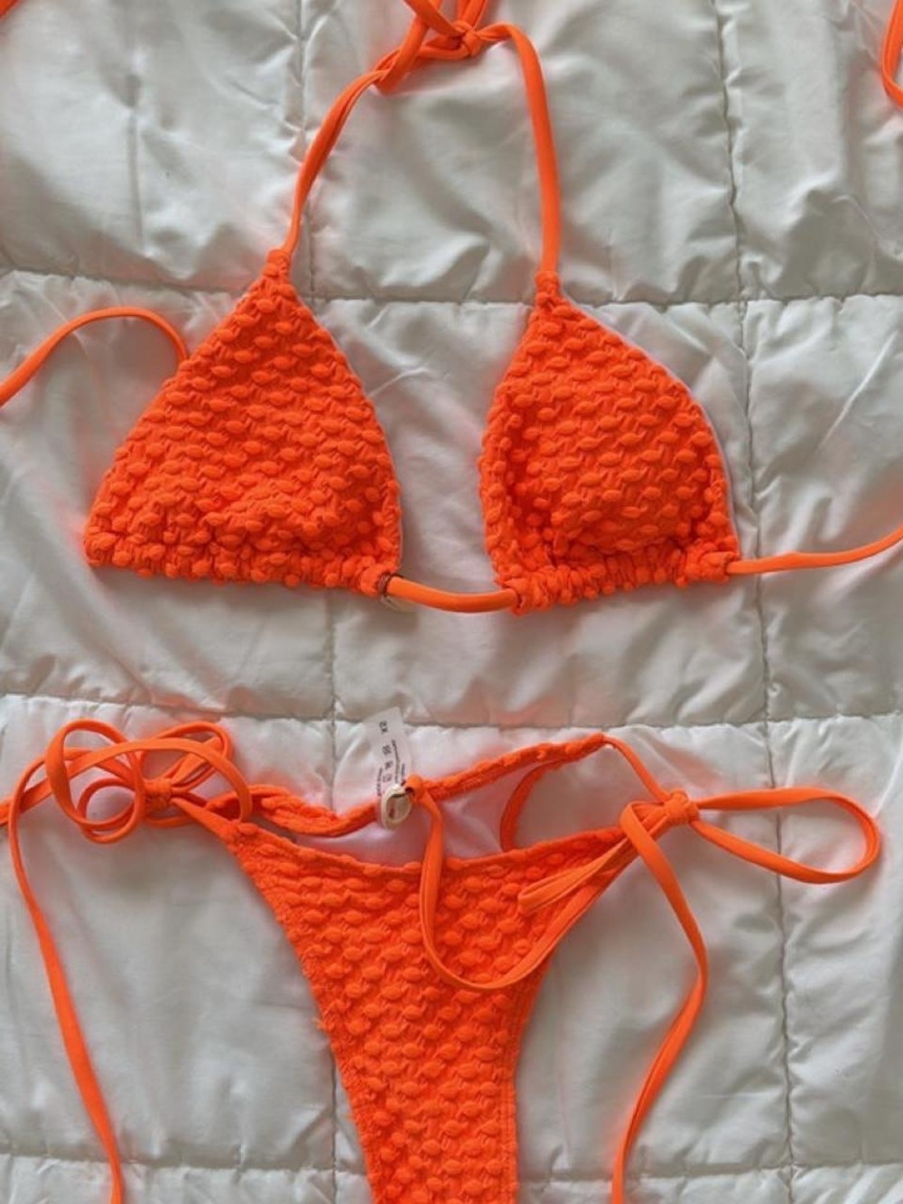 Kids Orange Textured Tie Bikini - Brand Unspecified